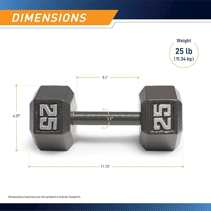 Marcy Cast Iron Hex Dumbbells Collection - Available size from 3-lb to 100-lb, SOLD INDIVIDUALLY