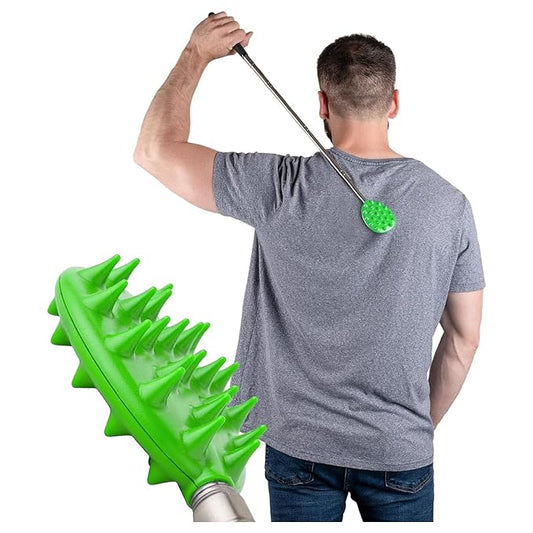 Cactus Scratcher Extendable Big Stick Back Scratcher - Extends 29" Long Double Sided Retractable Scratching Tool for Hand, Neck, Head, and Body - Universal Gift for Family, Pets, and Friends, Green