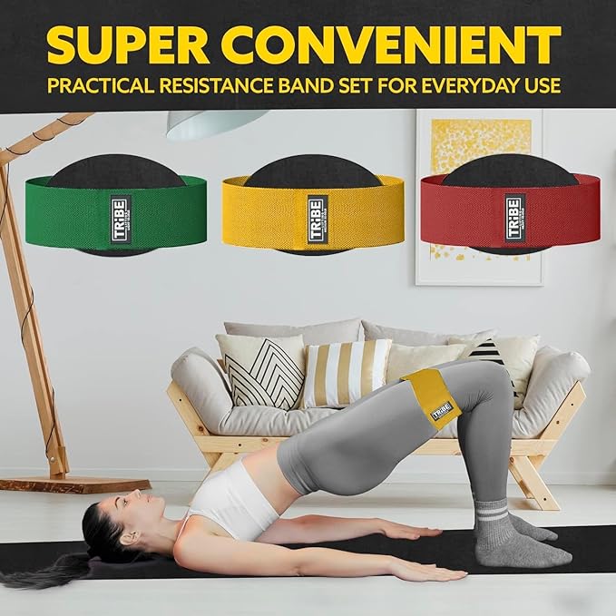 Tribe Lifting Fabric Resistance Bands for Legs - Workout Bands Resistance Bands for Men and Women - Booty Bands for Working Out - Exercise Bands Resistance Bands Set - Elastic Bands for Exercise