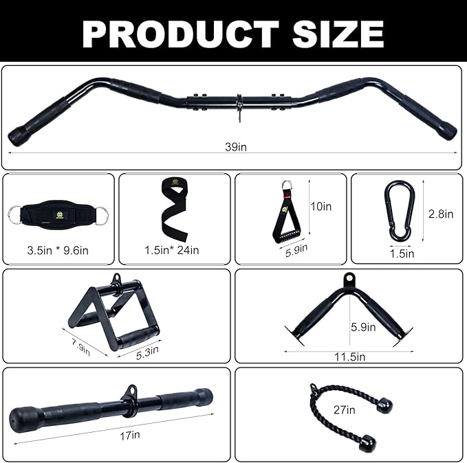 LAT Pulldown Attachments, Cable Machine Attachment Gym Accessories, Cable Attachments for Gym, Home Gym Accessories