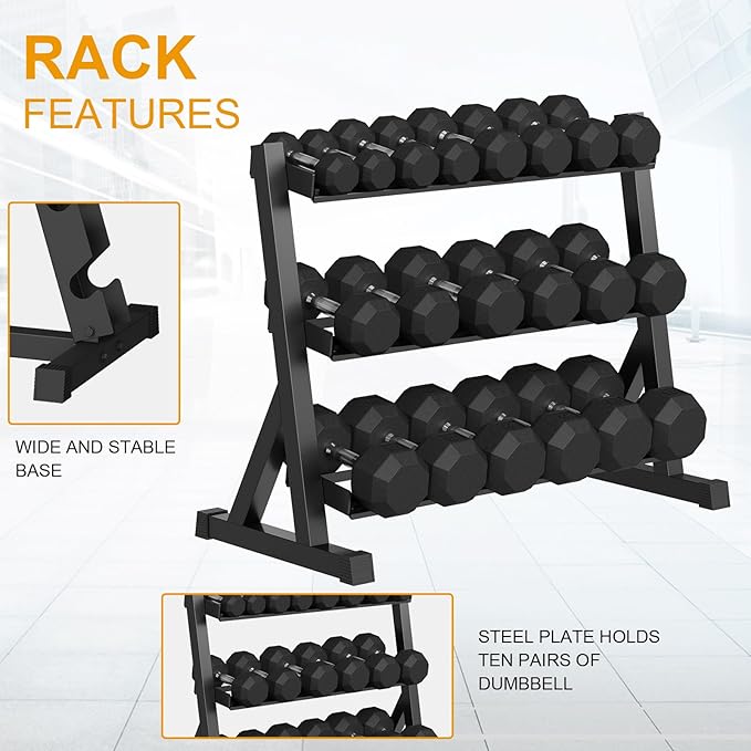 Premium Rubber Coated Hex Dumbbell Weight Set,Multiple Sizes Exercise & Fitness Dumbbells,Multiple Packages,210LB/350LB/450LB/550LB for Muscle Toning, Strength Building & Full Body Workout
