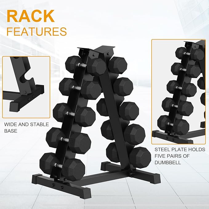 Premium Rubber Coated Hex Dumbbell Weight Set,Multiple Sizes Exercise & Fitness Dumbbells,Multiple Packages,210LB/350LB/450LB/550LB for Muscle Toning, Strength Building & Full Body Workout