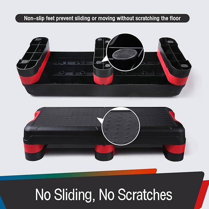 33.5" Aerobic Exercise Folding Step Platform for Home Workout, Configurable 3 Height Workout Stepper for Office Indoor Home Gym Exercise, Lightweight, Save Storage Space Aerobic Step Platform