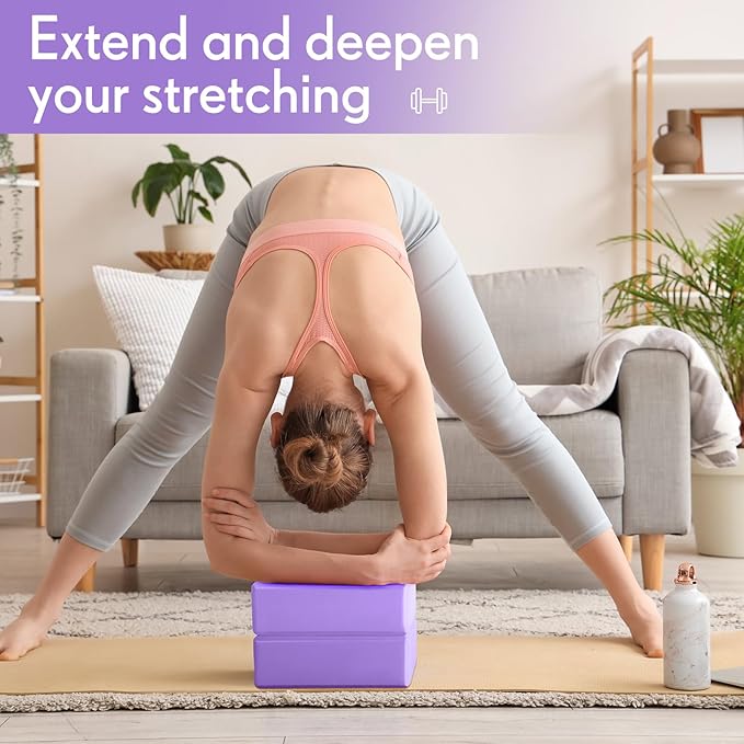 4 Pack Yoga Blocks Non Slip Pilates Brick Foam Blocks Pilates Dance Gymnastics Workout Fitness Props Tool for Stretching Meditation and Exercise