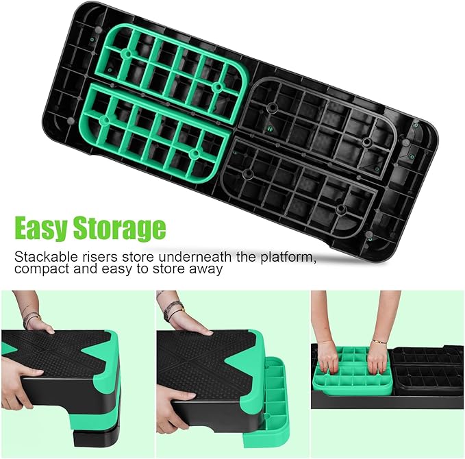 Adjustable Workout Aerobic Stepper in Fitness & Exercise Step Platform Trainer 3 settings adjustable height 4”-6”-8”