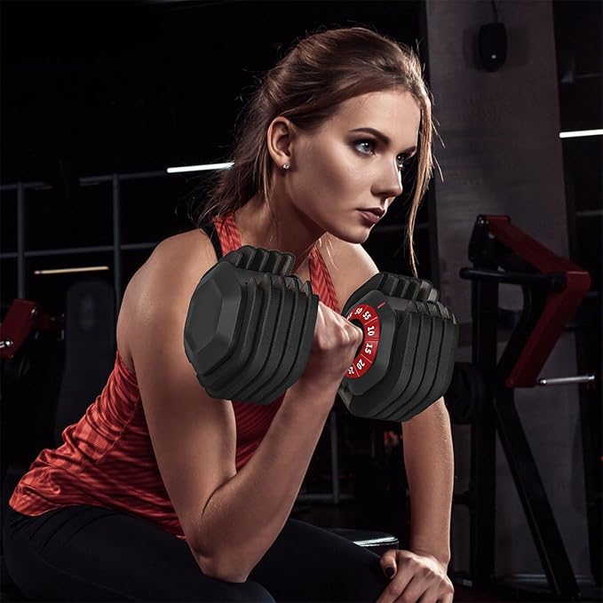 Adjustable Dumbbell Set 55LB Dumbbells Weight, 10-in-1 Weight Dumbbell with Anti-Slip Metal Handle and Bicep Supports for Comprehensive Full Body Strength Training