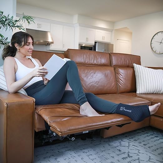 TheraICE Ankle Ice Pack Wrap PRO for Swelling & Sprained Ankle Brace for Women & Men, Cold Therapy Support Compression Socks, Plantar Fasciitis & Achilles Tendonitis Relief, Sore Feet & Heel