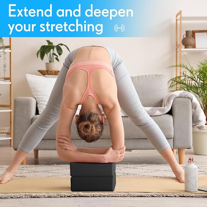 4 Pack Yoga Blocks Non Slip Pilates Brick Foam Blocks Pilates Dance Gymnastics Workout Fitness Props Tool for Stretching Meditation and Exercise