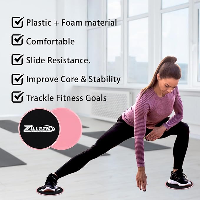 ZILLEEN Exercise Sliders for Working Out Fitness Discs for Pilates Women Men, 2 Pack