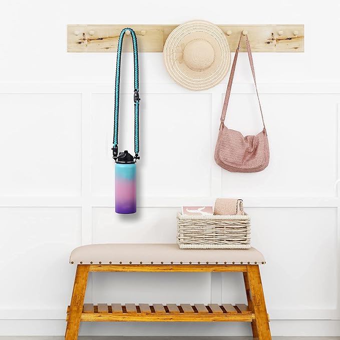 Wongeto Paracord Handle Carrier Holder with Shoulder Strap,Compatible with Hydro Flask Wide Mouth Water Bottles