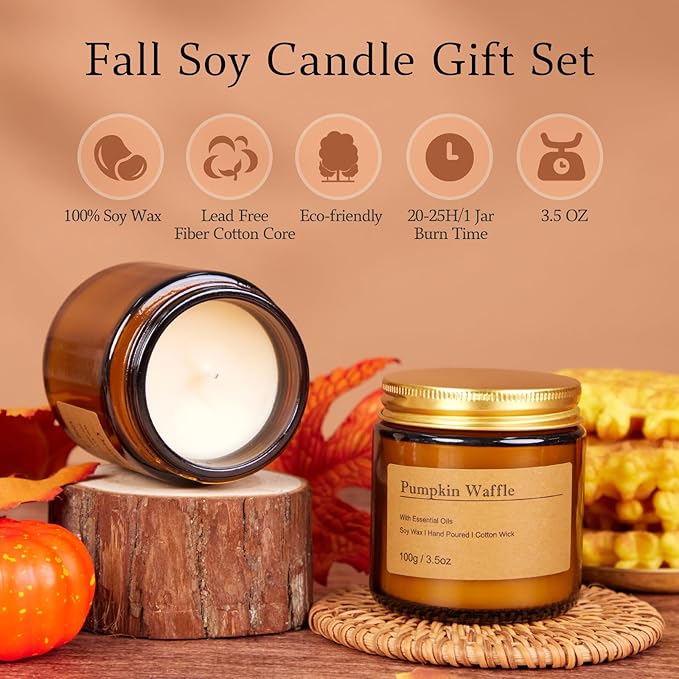 8 Pack Amber Candles Set,Candles for Home Scented,Candles Gifts Set, Soy Candle, 200H Long Lasting Soy Wax Candle Set for Mother's Day, Birthday, Anniversary