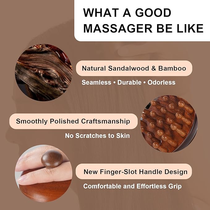Wooden Scalp Massager for Hair Growth｜Full Body Massage Tool｜Scalp Brush｜Gua Sha｜Portable Massage Tool