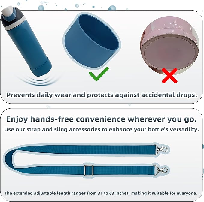 Silicone Boot Set for Owala Water Bottle 24 oz, 32 oz, 40 oz - Includes Non-Slip Sleeve, Shoulder Strap & Handle Strap, Perfect Owala Accessories, Fits Owala Tumbler, Owala FreeSip, Candy Coated