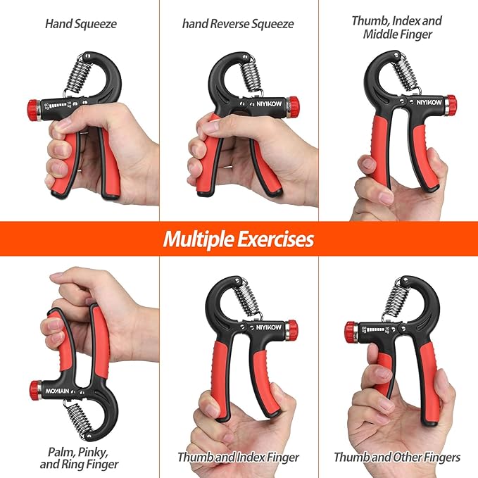 NIYIKOW Grip Strength Trainer, Hand Grip Strengthener, Grip Strengthener, Adjustable Resistance, Forearm Strengthener, Perfect for Musicians Athletes