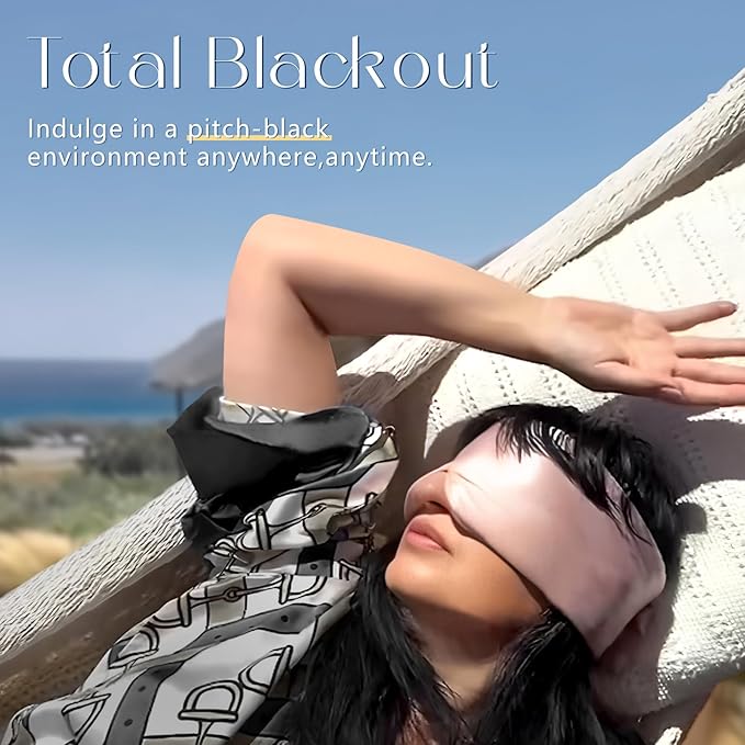 ZIMASILK 100% 22 Momme Mulberry Silk Sleep Mask - Full Silk Filled, Ultra-Soft & Breathable, Face-Hugging Blackout Eye Cover for Sleeping (Black)