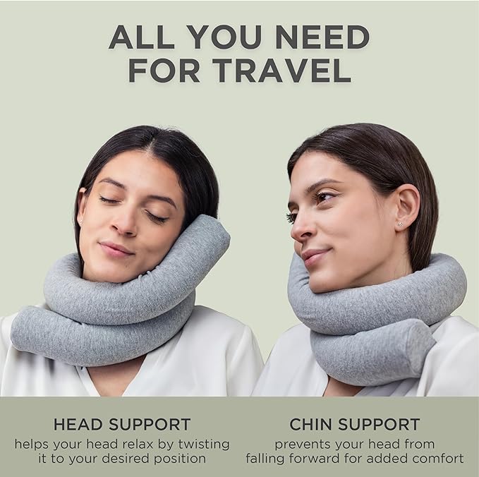 Dot&Dot Twist Memory Foam Travel Pillow for Neck, Chin, Lumbar and Leg Support - Neck Pillows for Sleeping Travel Airplane - Adjustable, Bendable Roll Pillow