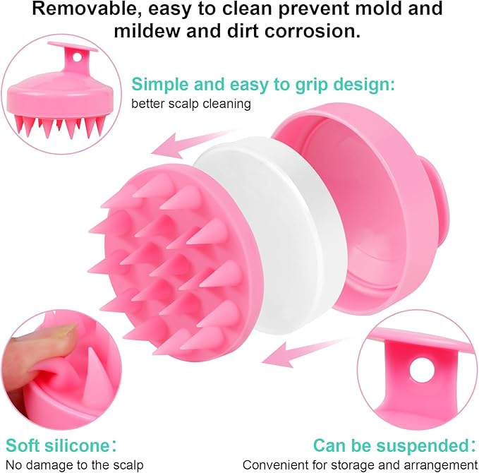 Oligei Scalp Massager 3 Pack, Shampoo Brush, Hair Scrubber for Exfoliation, Soft Silicone Brush for Hair Growth and Dandruff Removal
