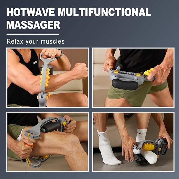 HOTWAVE Tennis Elbow Relief Massager for Leg and Arm, Adjustable Foam Roller, Trigger Point Muscle Roller for Calves&Forearm, Wrist Massager, Tennis&Golfers Elbow Pain Release