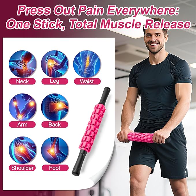Muscle Roller Stick, Muscle Roller, Liposuction Massage Roller for Lymphatic Drainage, Massager Stick for Relief Muscle Soreness, Trigger Points, Help Exercise Runner Legs, Back Recovery