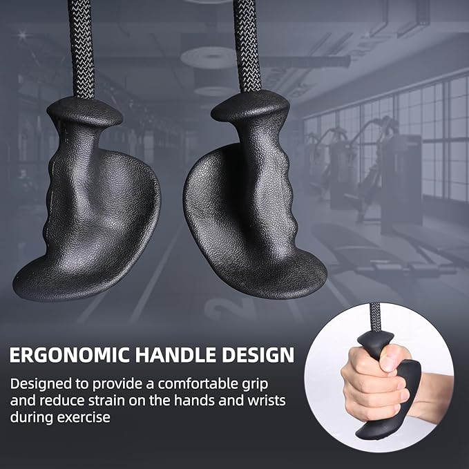 Tricep Rope 27 & 36 inches 2 Colors Fitness Attachment Cable Machine Pulldown Heavy Duty Coated Nylon Rope with Solid Rubber Ends