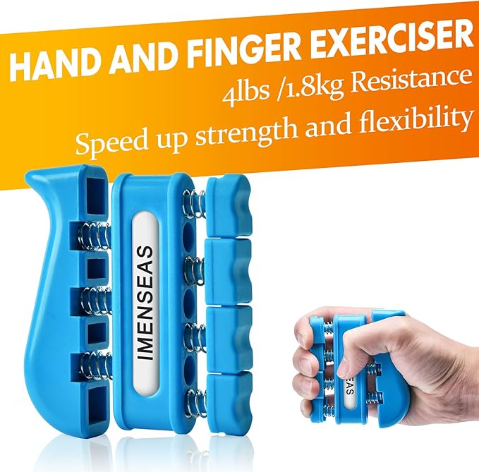 Grip Strength Trainer 7 Pack Adjustable, Finger Stretcher Resistance Extensor Bands, Finger Exerciser, Hand Gripper Strength Ring & Stress Ball