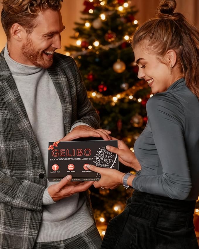 Gelibo Telescoping Back Scratcher with 5Pcs Detachable Heads,Stocking Stuffers for Men Birthday Christmas White Elephant Gifts for Adults, Mens Gifts, Extendable Back Massager Tool with Beautiful Box