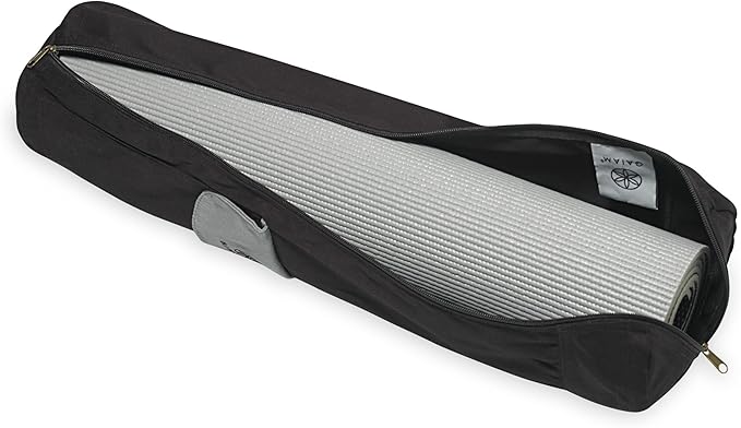 Gaiam Cargo Yoga Mat Bag, Full-Zipper Yoga Mat Carrier with Adjustable Strap, Front & Exterior Phone Pocket with Earbuds Slit, Stylish & Functional Fitness Mat Holder for Women & Men