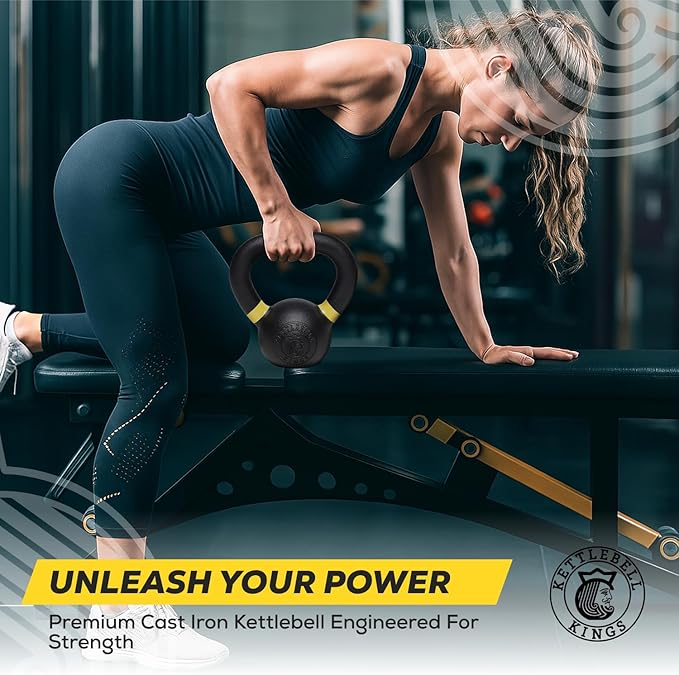 Kettlebell Kings Powder Coated Kettlebell Weights 5-90 LB | Workout Gym Equipment & Strength training sets for Women & Men | Durable Coating for Grip Strength, Rust Prevention