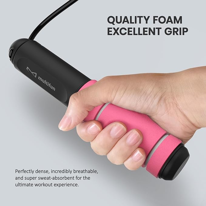 multifun Jump Rope, Adjustable Digital Jump Rope with Calorie Counter, Ball Bearings & Alarm – Ideal for Fitness, CrossFit, Boxing, MMA, Gym – Multifunctional Speed Skipping Rope