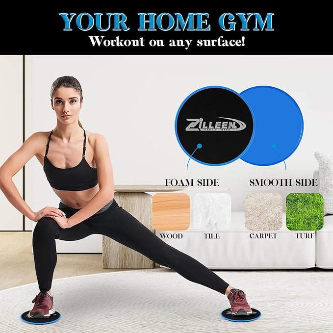 ZILLEEN Exercise Sliders for Working Out Fitness Discs for Pilates Women Men, 2 Pack