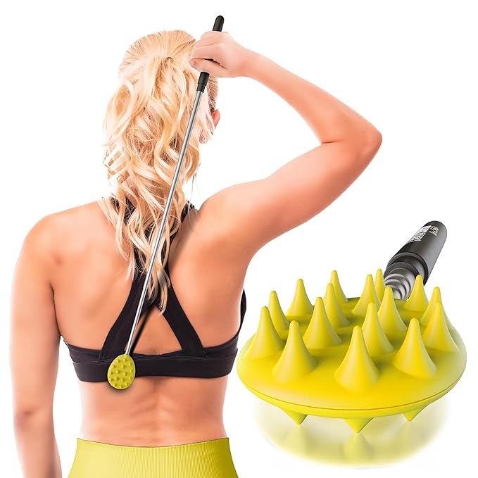 Cactus Scratcher Extendable Telescopic Back Scratcher - Extends 25" Long Double Sided Retractable Scratching Tool for Hand, Neck, Head, and Body - Universal Gift for Family, Pets, and Friends, Yellow