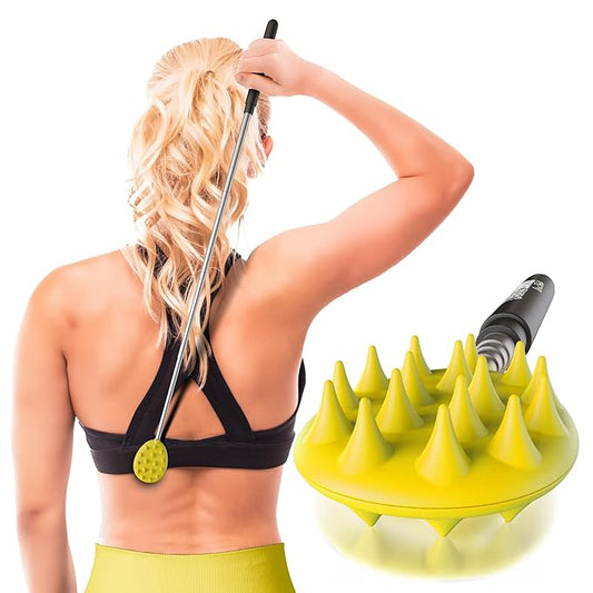 Cactus Scratcher Extendable Telescopic Back Scratcher - Extends 25" Long Double Sided Retractable Scratching Tool for Hand, Neck, Head, and Body - Universal Gift for Family, Pets, and Friends, Yellow