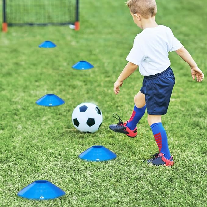 GHB Soccer Cones 25/50/100 Pack Disc Soccer Sport Cones Training Field Marker Agility Cones for Traffic, Basketball, Coaching, Practice Equipment Includes Cone Drills Guide