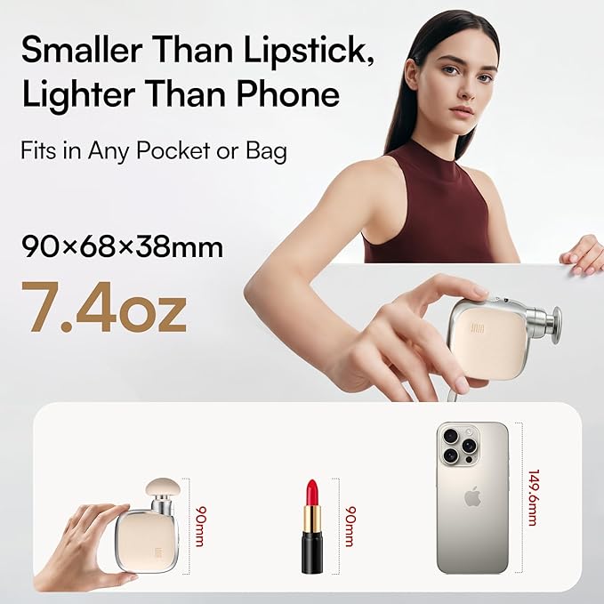 INIA PocketForce Mini Massage Gun - 75% Smaller, High-Power Percussion for Full Body Relief, Portable Deep Tissue Massager Gun with Leather Case & 3 Heads for Travel & Office Use, Gifts for Men Women