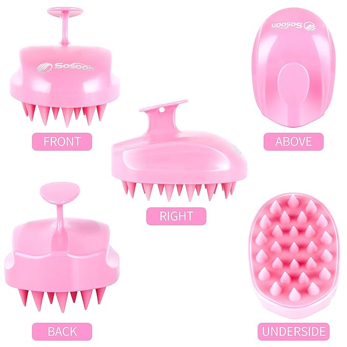 Scalp Massager Shampoo Brush, Hair Scalp Scrubber Shower Hair Brush Head Massager for Stress Relax Hair Growth, Dandruff Brush Scalp Exfoliator for Women Men Kids Pets, Pink
