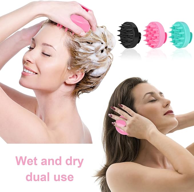 Oligei Scalp Massager 3 Pack, Shampoo Brush, Hair Scrubber for Exfoliation, Soft Silicone Brush for Hair Growth and Dandruff Removal