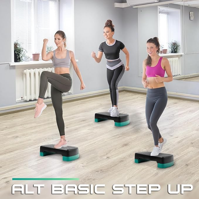 Yes4All 18.9" Aerobic Exercise Step Platform with 2 Risers, Adjustable Height Workout Stepper 3" 5.1" for Home Gym