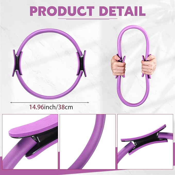 Syhood Pilates Ring 11. 81 Inch Pilates Circle Yoga Ring Magic Lightweight Flexible Workout Equipment for Fitness Physical Therapy Resistance Exercise Arms Legs