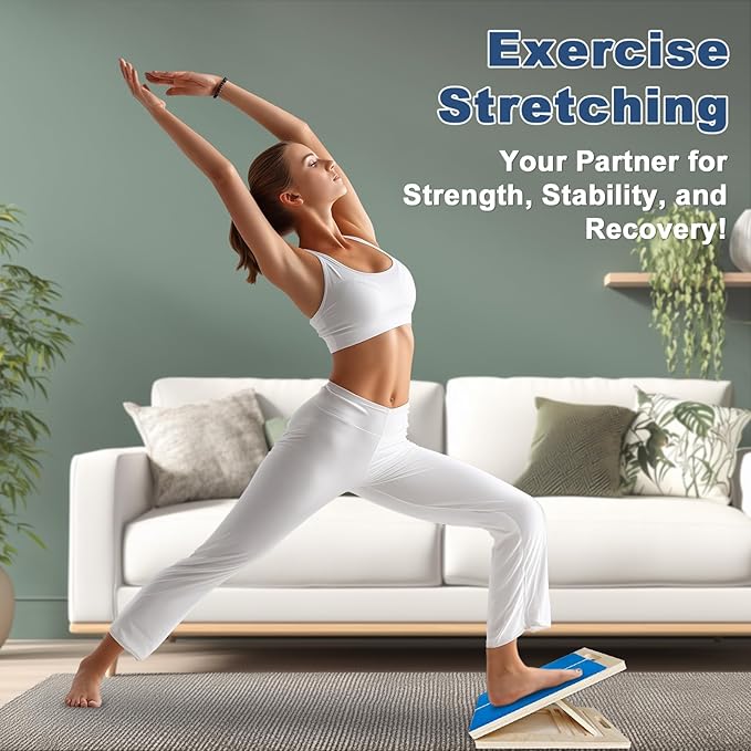 Adjustable Foot Incline Wooden Slant Board For Calf Stretching,440lb Capacity, Balance Velour Stretcher Ankle Stretch Knee Leg Boards Squats Wedge Exercise Pilates Fitness Portable Equipment