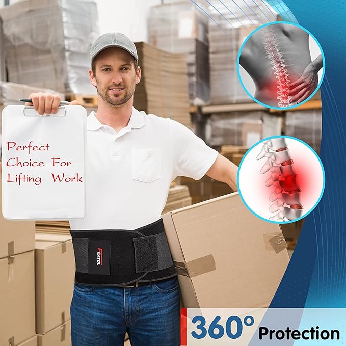 FEATOL Back Brace for Lower Back Pain, Breathable Back Support Belt for Women & Men with Lumbar Pad, Lumbar Support Belt for Heavy Lifting & Work, Sciatica, Scoliosis 3XL (Waist Size:54''-63'')