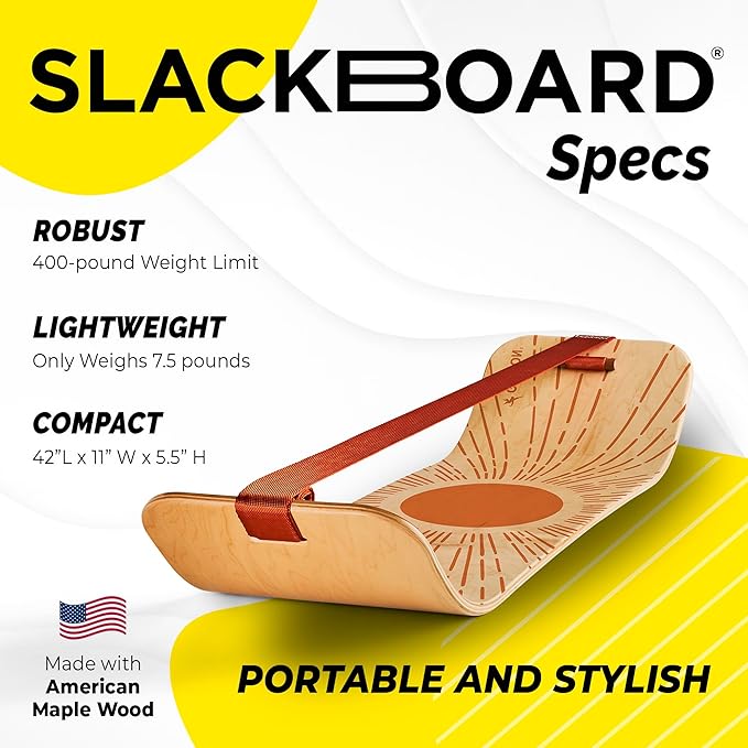 GIBBON SlackBoard - GiBoard Balance Board Kids & Adults - Slackline Balance Trainer - Slack Board Core Workout Equipment Home Gym Training - Standing Desk Exercise - Yoga, Agility, Pilates & More