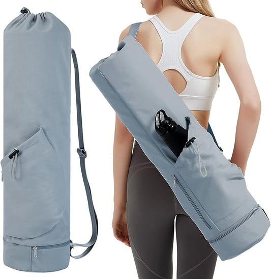 sportsnew Yoga Mat Bag with Water Bottle Pocket and Bottom Wet Pocket, Exercise Yoga Mat Carrier Multi-Functional Storage Bag, Patent pending