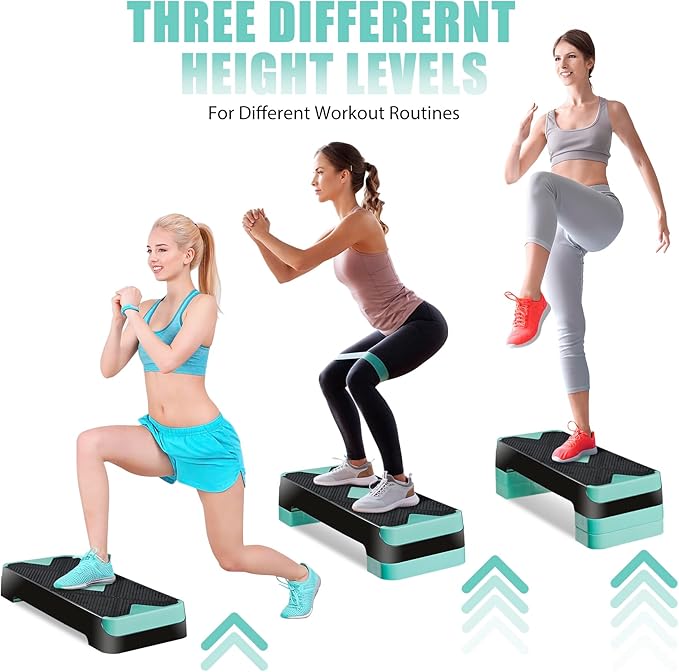 ZENY 26.5" Aerobic Step Platform, Adjustable Exercise Workout Stepper with Stackable Risers, Step Up Steppers for Exercise at Home, Fitness Equipment for Home Gym