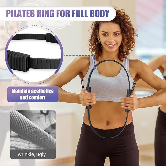 Pilates Ring, 13.5"/12" Silicone Magic Circle with Training Poster & Portable Bag, Pilates Ring Circle for Inner Thigh Workout, Yoga, Lose Weight & Physical Therapy for Women