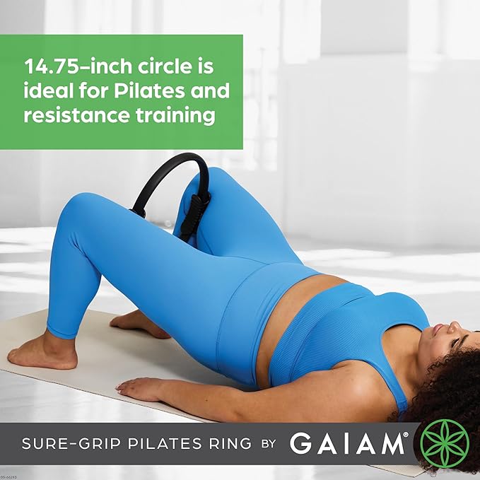 Gaiam Pilates Ring Fitness Circle - Lightweight & Durable Foam Padded Handles, Flexible Resistance Exercise Equipment for Toning Arms, Thighs/Legs & Core