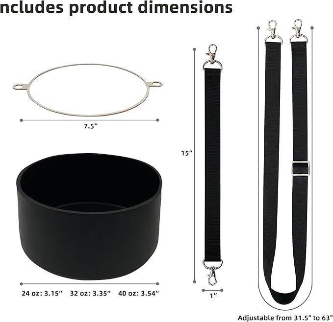 Silicone Boot Set for Owala Water Bottle 24 oz, 32 oz, 40 oz - Includes Non-Slip Sleeve, Shoulder Strap & Handle Strap, Perfect Owala Accessories, Fits Owala Tumbler, Owala FreeSip, Candy Coated