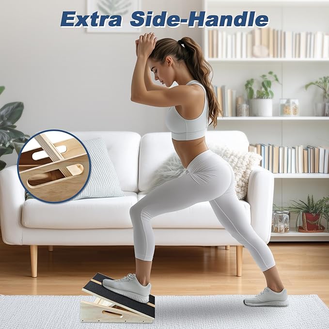 Adjustable Foot Incline Wooden Slant Board For Calf Stretching,440lb Capacity, Balance Velour Stretcher Ankle Stretch Knee Leg Boards Squats Wedge Exercise Pilates Fitness Portable Equipment