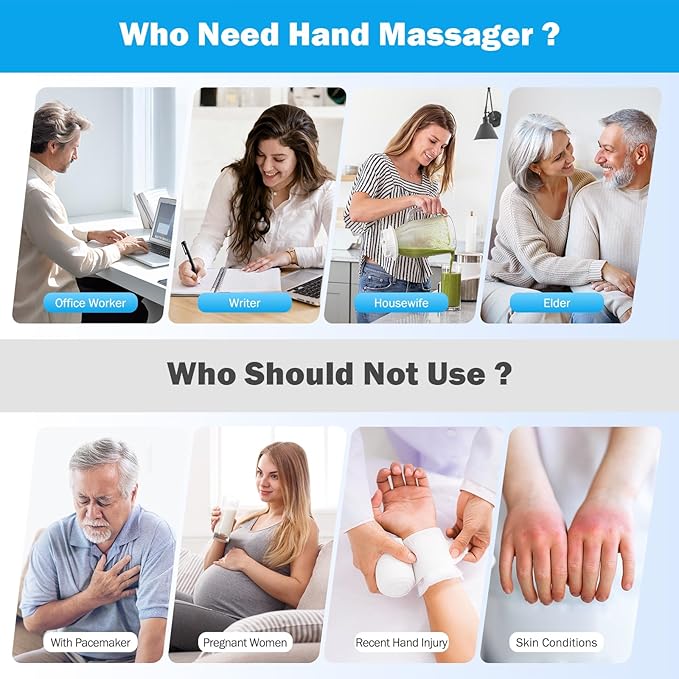 Hand Massager with Heat and Compression, Hand Massage with 2 Vibration 6 Modes 6 Intensities, Electric Hand Massager for Arthritis and Carpal Tunnel Relief, Christmas Gifts for Women Men, White