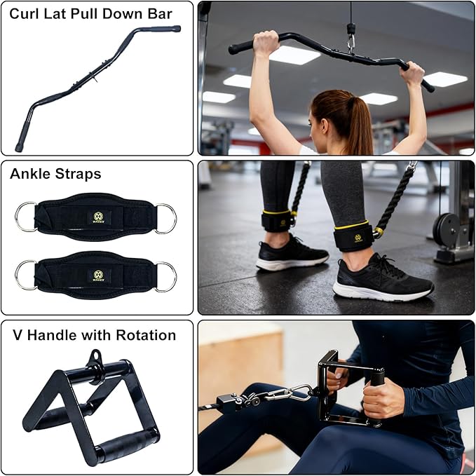 LAT Pulldown Attachments, Cable Machine Attachment Gym Accessories, Cable Attachments for Gym, Home Gym Accessories