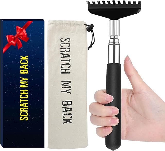 Oversized Portable Extendable Back Scratcher, Upgraded Metal Stainless Steel Telescoping Back Scratcher Tool with Canvas Carrying Bag